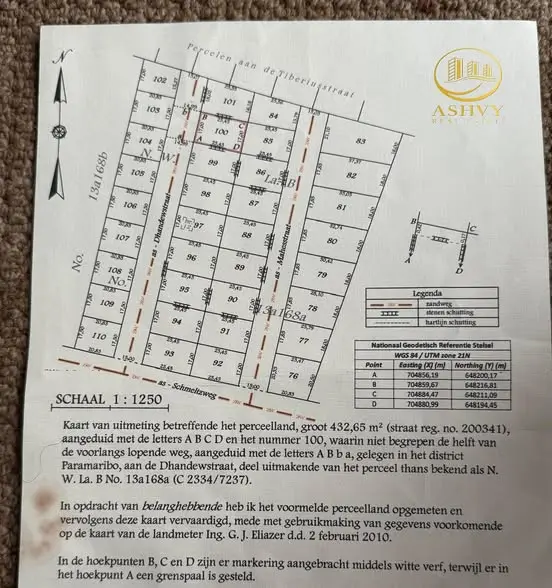 Perceelkaart van Dhandewstraat