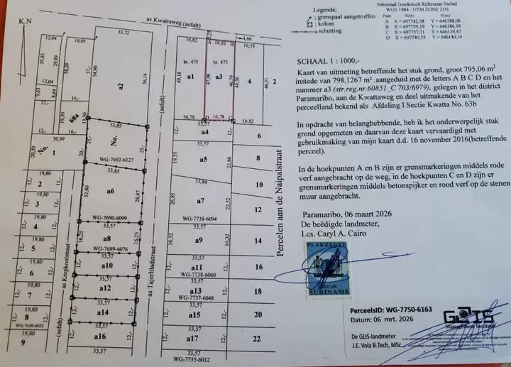 Perceelkaart van Kwattaweg