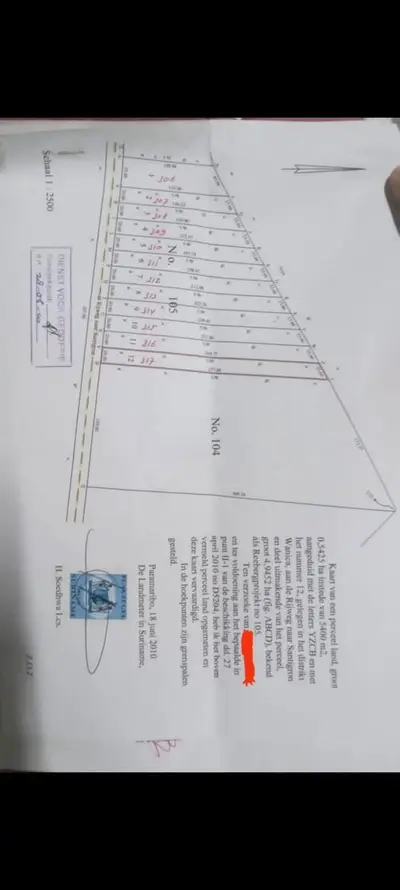 Perceelkaart van Tangibaweg