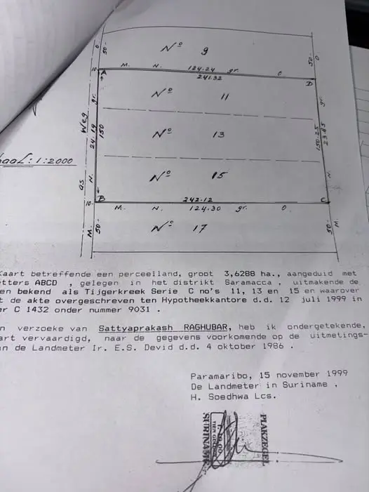 Perceelkaart van Makelaarsburo Rudy Ardjoen Mahonylaan