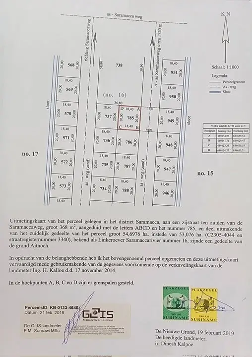 Perceelkaart van Saramaccaweg